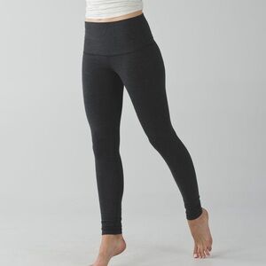 Lululemon Wunder Under Pant - Cotton (Roll Down) - Heathered Black